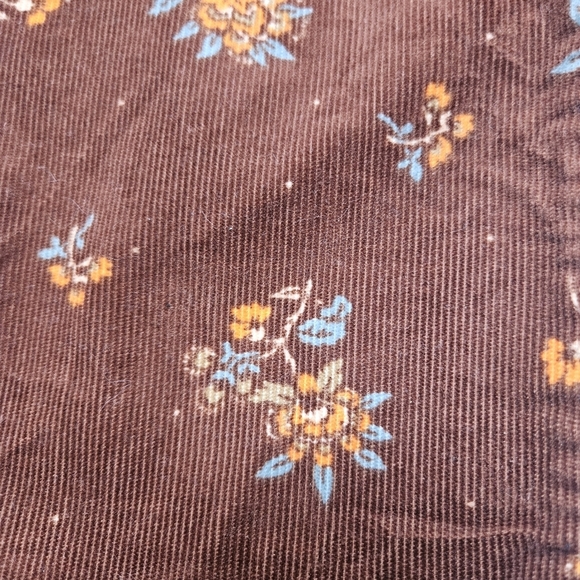 Madewell Slim Emmett Wide Leg Cropped Floral Corduroy Zipper Choco Pants Sz 24 - Picture 12 of 13